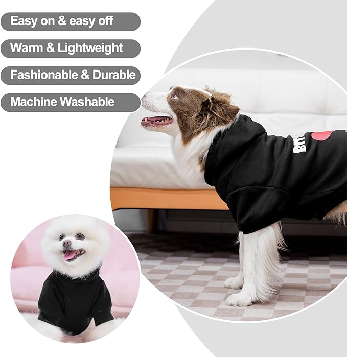 EXPAWLORER Dog Hoodies- Fall Soft and Warm Dog Sweatshirt with Leash Hole, Winter Autumn Fleece Pet Clothes with Love ME Print for Puppy,Cat, Small Medium Large Dogs