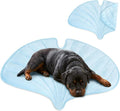 PetAmi Dog Cooling Mat, Ginkgo Leaf Shape, Reversible Cooling Nylon Blanket Soft Fleece Pet Pad for Dogs Cats, Summer All Season Use Q-Max>0.3, Large 55x59 in, Light Blue