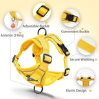 No Pull Dog Harness with Leash Set for Small Sized Dog, Reflective Adjustable No Choke Front Clip Cat Vest Harness with Breathable Mesh, Comfortable Soft Padded Pet Vest, Yellow S