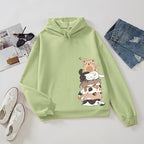 Tuislay Cute Cat Graphic Hoodies for Teen Girls Kawaii Cartoon Printed Hoodie Women Anime Print Hooded Sweatshirt Pullover