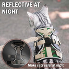 PUPTECK Cat Harness and Leash Set Escape Proof for Walking, Breathable Mash Vest Adjustable Harness for Cats Puppy Small Animals, Reflective at Night, Camouflage Medium