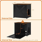 Dwanton Cat Litter Box Furniture Hidden, Cat Litter Box Enclosure, Reversible Entrance Can Be on Left or Right Side, Indoor Cabinet, Wooden Washroom, Nightstand, Black and Rustic Brown, 23.6" L