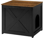 Dwanton Cat Litter Box Furniture Hidden, Cat Litter Box Enclosure, Reversible Entrance Can Be on Left or Right Side, Indoor Cabinet, Wooden Washroom, Nightstand, Black and Warm Brown, 23.6" L