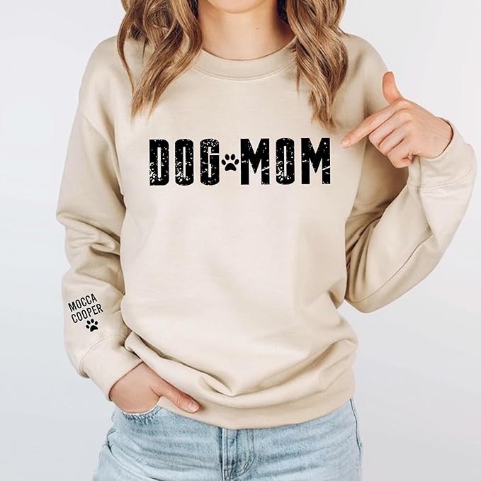 Personalized Dog Mom Sweatshirt, Custom Pet Name Sweater for Women, Dog Lover Gift, Cute Pet Apparel