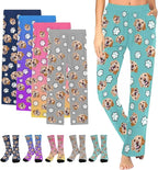 Custom Couple Pajama Pants Sock with Funny Face, Personalized PJ Anniversary Birthday Women Men Pants