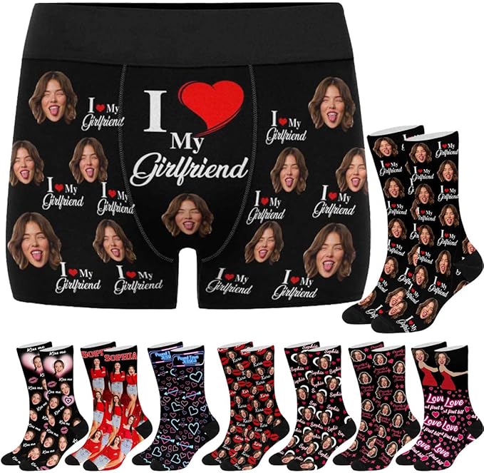 M YESCUSTOM Custom Faces Funny Short Briefs Gift for Husband Underwear