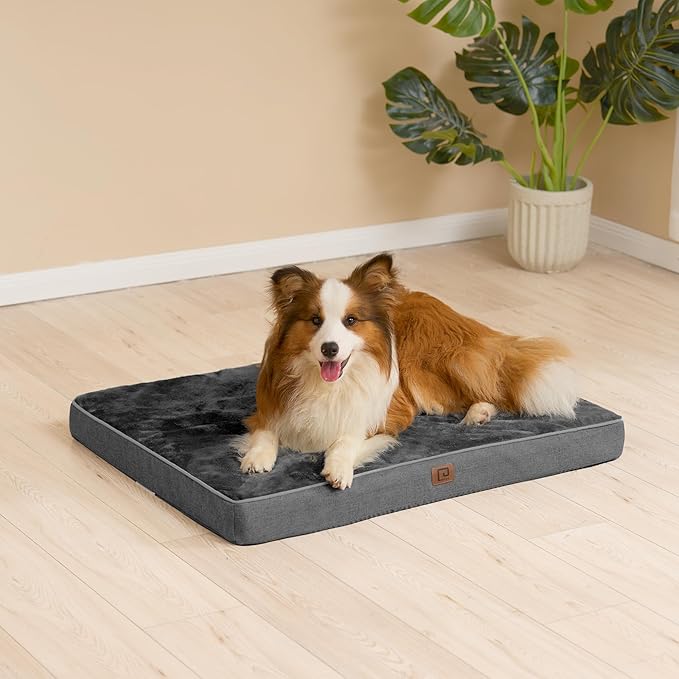 EHEYCIGA Waterproof Dog Bed Orthopedic 30"x20", Memory Foam Pet Bed for Medium Dogs, Washable Pet Mat with Removable Cover, Dark Grey