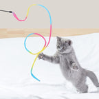 Cat Wand Rainbow Toy, 3pcs Rainbow Ribbon Cat Wand for Kittens Training Rainbow Ribbon Cat Interactive Catcher Wand Stick Toy for Kitten Cat Indoor Exerciser Playing(30cm)