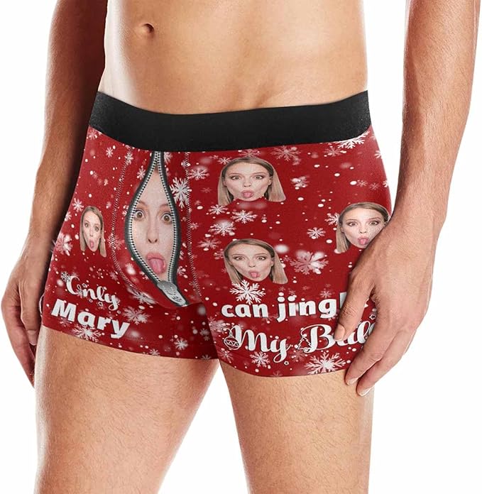 M YESCUSTOM Custom Faces Funny Short Briefs Gift for Husband Underwear