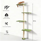 Tall Cat Scratching Posts,4 Tier Corner Cats Tree, Wall Mounted Kitten Tower,Carpeted Climbing Wall for Indoor Kitty Perching,Playing and Lookout(Green)