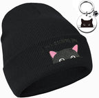 Women’s Cat Beanie, Cute Animal Knitted Hats Cat Lovers Gifts, Funny Christmas Stocking Stuffers for Women Girls