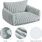 Hollypet Cat Bed Fluffy Plush Mutifuctional Double-Layer Soft Pet Couch Orthopedic Sofa Nest Beds for Small Cats and Dogs, Gray (25x20x13 inch)