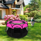 Portable Dog Playpen for Small Dogs Indoor Outdoor, Foldable Pet Puppy Playpens Kennel Tent with Top Cover Door for House Cat Kitty for Dog Lover as (Medium Size, Pink)