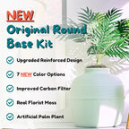 Good Pet Stuff Hidden Litter Box Planter, Decorative Cat Litter Enclosure with Carbon Filter, Artificial Plant, Easy Clean, Improved Design, Round Style, Base Kit, Sage Green