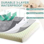 Waterproof XXL Dog Beds Large Sized Dog, Outdoor Orthopedic Washable Crate Pad 48 inch, Jumbo XXLarge Foam Pet Bed with Removable Cover Reversible, Durable Anti-Slip Kennel Pad, 47"x29", Gray