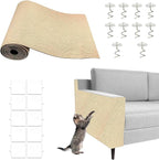 Cat Scratching Mat, 118" x 15.9" Trimmable Self-Adhesive Cat Scratch with 10 Screws 10pcs Adhesive Tape, Furniture Protector, DIY Cats Scratch Mat for Indoor, Wall, Doors, Couch and Cat Tree Shelves