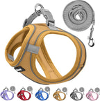 Solmoony Sparkly Medium Dog Harness and Leash Set, Step in Soft Light Puppy Vest, Breathable Reflective Pet Harness for Walking, Puppy Harness for Medium Dogs Cats (Brown, L)