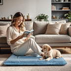 Dog Bed Mat, Crate Pad Reversible,Soft Kennel Pad, Washable Dog Crate Mat (Cool and Warm),Pet Sleeping Mattress for Small Medium Dogs XB009 (18''x13'',Blue)