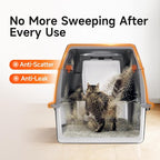 Extra Large Stainless Steel Litter Box with Lid, High Sided Enclosed Metal Cat Litter Pan, Dog Proof Front Entry Top Exit, Odor Control Easy Clean Leak Proof, Includes Mat, Scoop & Step, Grey