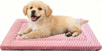 Dog Bed Crate Mat, Soft Durable Washable Anti-Slip Kennel Pad for Dogs & Cats, Reversible (Pink, S(24"*18"*1.5"))
