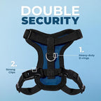 Voyager Escape-Proof Step-in Lock Cat Harness & 5ft Neoprene-Handle Leash Set All-Weather Mesh with Reflective Stitching for Small to Large Cats by Best Pet Supplies, Royal Blue/Black Trim, XS