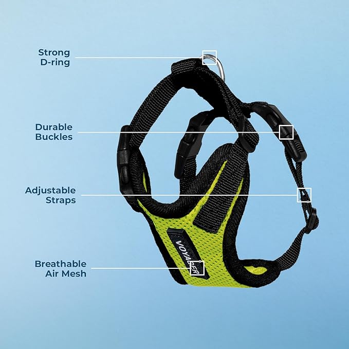 Voyager Step-in Pet Harness - All Weather Mesh, Adjustable Step in Harness for Cats and Dogs by Best Pet Supplies - Lime Green/Black Trim, L