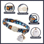 Halloween Cat Collar-2Pack Autumn Pumpkin Kitten Collars-Funny Halloween Ghost Breakaway Kitty Collars-Cute Ghost & Pumpkin Pendants,Fall Cat Collar with Bell, for Girl & Boy Cats