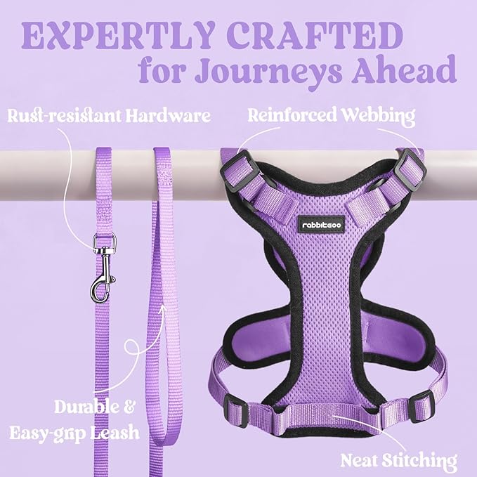 rabbitgoo Cat Harness and Leash for Walking, Escape Proof Soft Adjustable Vest Harnesses for Cats, Easy Control Breathable Reflective Strips Jacket, Light Purple, XXS
