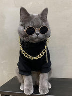 QWINEE 3Pcs Dog Hoodie Cat Apparel Dog Custume Set with Necklace and Sunglasses Pet Clothes for Puppy Small Medium Dogs Cats Multicolor XL