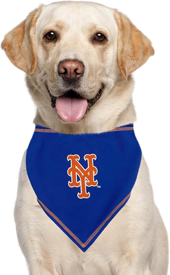 Pets First MLB New York Mets TIE Bandana, Large/X-Large. Dog Bandana Scarf Bib for Pet Cat Dog. The Ultimate Game-Day, Party Bandanna, Birthday Event