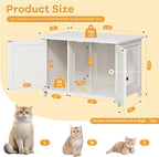 Shintenchi Cat Littler Box Enclosure, Litter Box Furniture Hidden with Removable Divider, Cat House with End Table, White, 31.5 inch