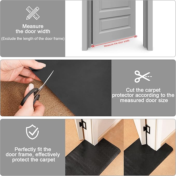 Uross Carpet Protector for Pets -3.6FT 3PCS Black Round Corner Plastic Carpet Protector, Under Door Cat Carpet Protector for Doorway, Anti Cat Scratch Carpet Mat, Stop Cats from Scratching Carpet
