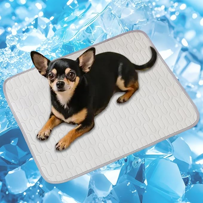 Cordless Cat Window Perch, Cats Dogs Hammock Cooling Mat, Summer Ice Silk Pad for Animal, Washable Chew-Proof Sleeping Mat(grayL)