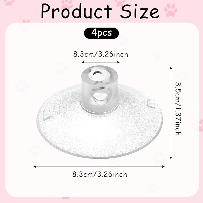 4 PCS Window Perch Suction Cup Large Replacement Clear PVC Sucker Pads Powerful Suction Cups for Cat Window Bed Seat Hammocks