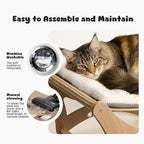 Cat Hammock Bed, Wooden Elevated Cat Beds with Natural Sisal Scratching Mat, Cats Scratcher Bed with Removable Soft Cushion, Cats Scratching Beds with Wood Frames, 22" L x 17.7" W