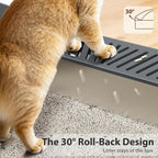 Stainless Steel Litter Box | Metal Kitty Litter Box with Lid High Sided for Small Cats or Injured Cats, Bunny Litter Boxes, Low Entry, Odor-Free, Non-Stick,Includes Scoop (Dark Gray, Small)