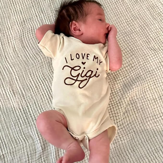 COUPLEHOODIES Personalized Baby Onesie Bodysuit – Custom Embroidery Gift for Pregnancy Reveal Baby Shower or First Grandchild