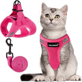 FAYOGOO Cat Harness and Leash Set | Upgrade Step-in Escape Proof Harness | Lightweight Soft Vest, No-Choke Design for Walking, Travel, Camping (Pink)