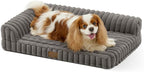 Cute Dog Bed, Faux Rabbit Fur Orthopedic Foam Dog Bed with Sides, Removable Washable Cover & Waterproof Lining, Comfortable Pet Couch for Small Dogs, Grey (30" L x 20" W x 6" Th)