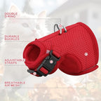 MoNiBloom Soft Cat Harness for Walking Escape Proof and Travel, Kitten Adjustable Breathable Vest Harness - Red, L
