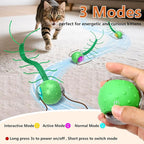 Interactive Cat Toys for Bored Cats, with Chirping, Centipede Motion Wake-up Super Motor Cat Ball on Rug