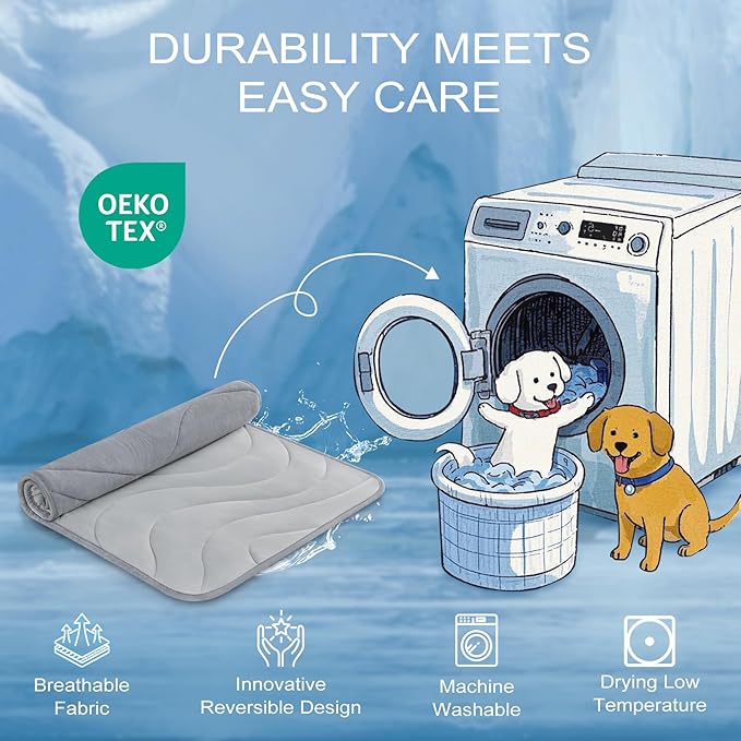 Cozyide Dog Cooling Mat, Extra Large Cooling Mat for Dogs, Reversible Pad for Pet, 40" L x 28" W,Light Grey