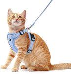 Rttochfy Cat Harness and Leash Set, Adjustable and Reflective Cat Vest, Escape Proof Kitten Harness, Easy to Put on with 3 Buckles for Cats Walking and Traveling (Blue, L)