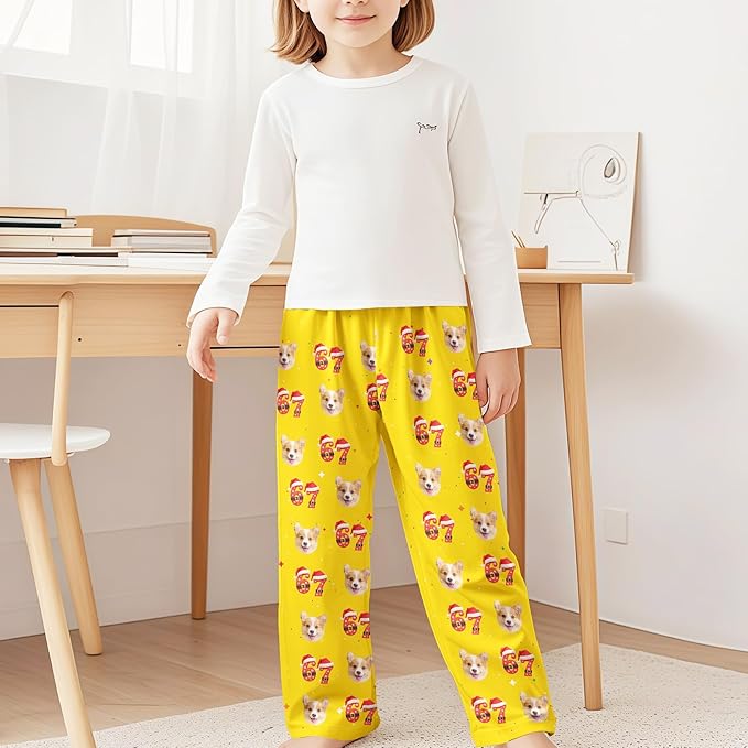 Custom Pajama Pants for Women Men, Personalized 67 Name Photo PJ Family Six Seven Matching Sleep Bottoms Birthday Xmas Gifts