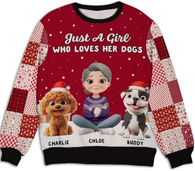 Wrappiness A Girl And Her Dog Christmas Sweatshirt - Cozy Unisex Fit Custom Shirt - Cute for Women Pet Lovers