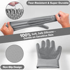 6PCS Pet Grooming Kit for Dogs,Cats and Horses | Dog Washing Gloves | Dog Bath Brush | Dog Bath Gloves | Dog Shampoo Brush | Pet Grooming Gloves | Dog Bath Supplies (Grey)