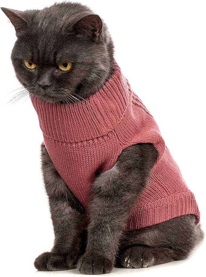 Stretchy Cat Sweater - 17 Colors & 6 Sizes | Snug Winter-Ready Knit for Boy/Girl Cats & Kittens(Maple Leaf Red, Medium)