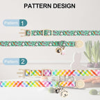 Lionet Paws 2pcs Pack Easter Cotton Cat Collar,Breakaway Buckle with Rabbit and Colorful Eggs Cute Adjustable Green Cat Kitten Collar,Ideal for Girl Cats Boy Cats