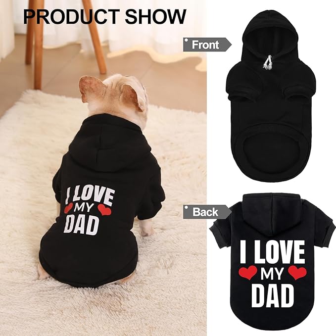 EXPAWLORER Dog Hoodie-Soft and Warm Dog Sweaters, Pet Clothes Autumn Winter Coat Sweatshirt with I Love My DAD Print for Puppy,Cat, Small Medium Large Dogs