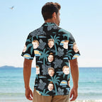 Custom Hawaiian Shirt with Face for Men, Unisex Tropical Beach Shirts Personalized Casual Funny Hawaii Button Down Shirts